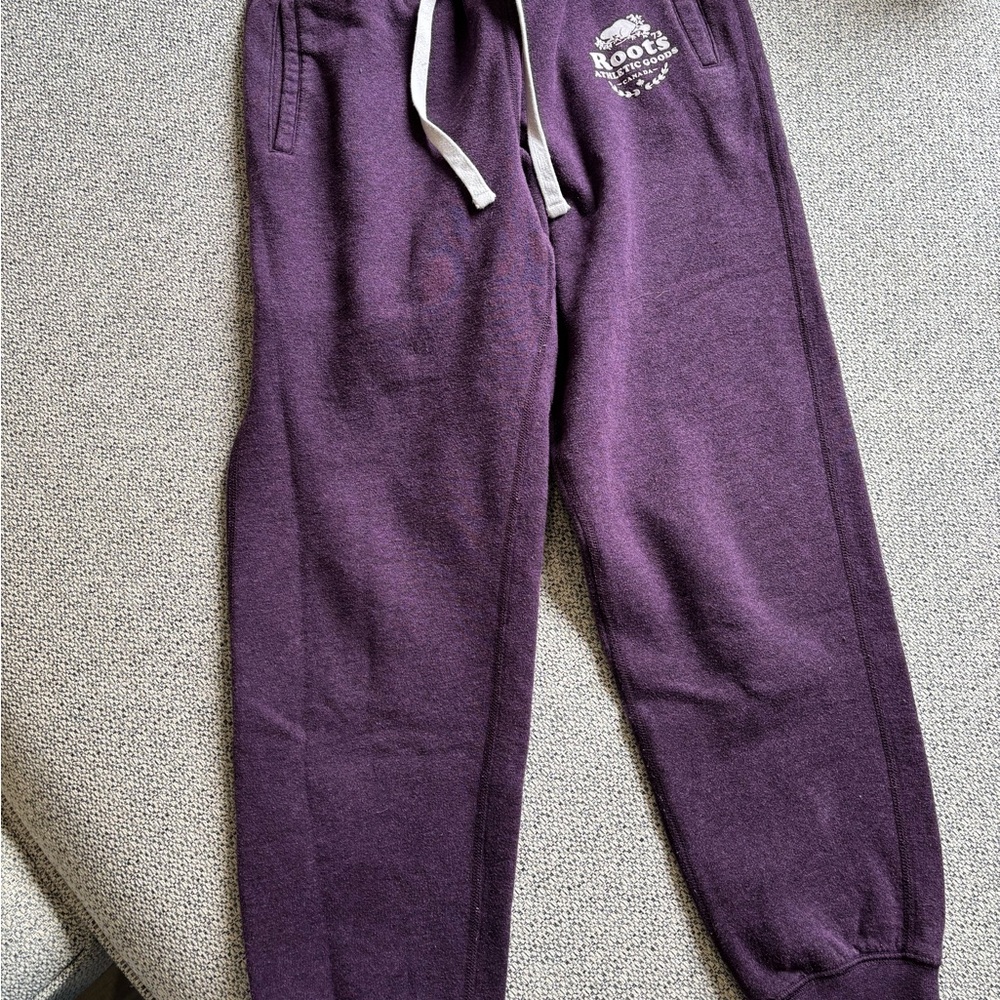 Roots Purple Sweatpants with Elastic Waistband and Logo
